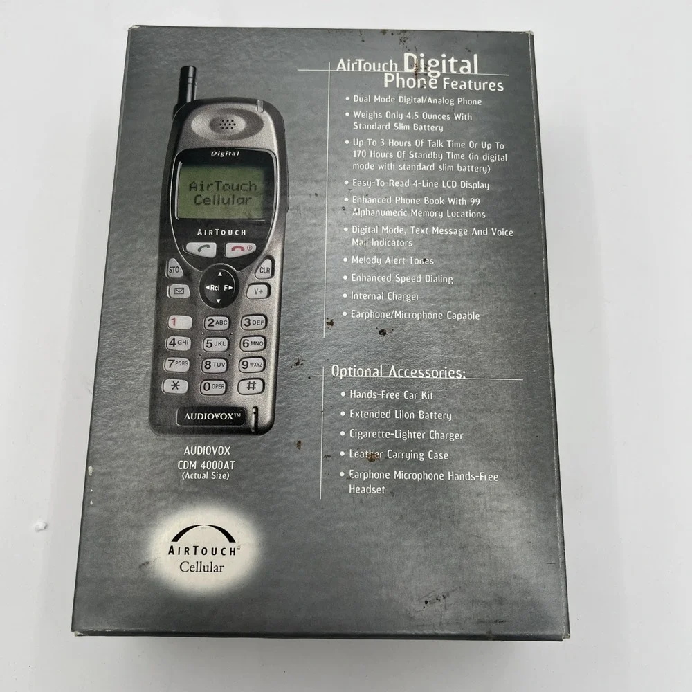 Vintage AirTouch Digital Phone AUDIOVOX CDM 4000AT, Box, Accessories, FREE SHIP